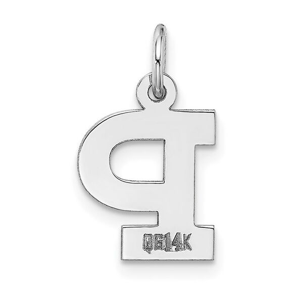 14k White Gold, Amanda Collection, Small Block Style Initial P Pendant - Picture 3 of 5